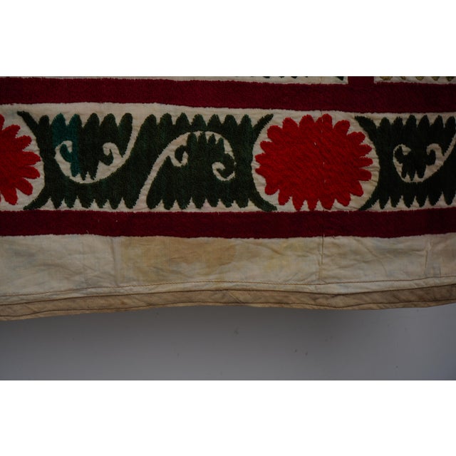 Hand Embroidered Suzani Textile, Uzbek Table Cover For Sale - Image 9 of 12