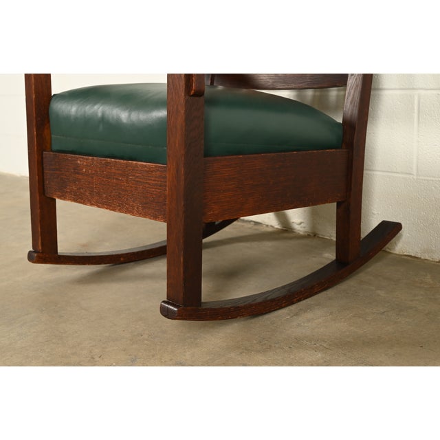 Gustav Stickley Antique Mission Oak Arts & Crafts Rocking Chair | Circa 1910 For Sale - Image 9 of 13