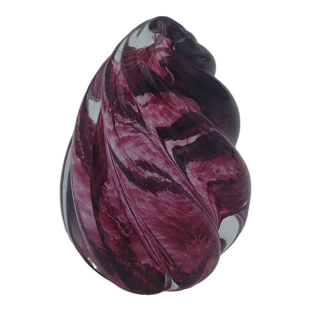 1993 Handblown Plum Swirl Art Glass Paperweight by Obg For Sale