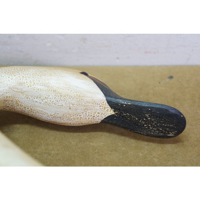 Late 20th Century Rare Wildfowler Decoy Ny Hand Carved Wooden Tundra Swan Folk Art Figure 18" For Sale - Image 10 of 13