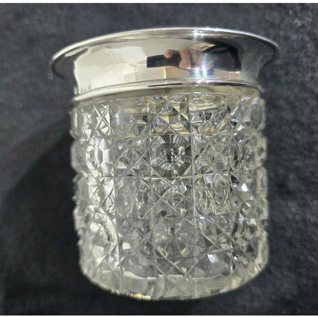 Antique Sterling Silver & Cut Glass Dressing Table Jar, 1918 For Sale - Image 4 of 17