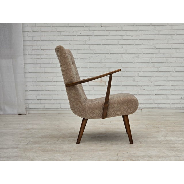 Danish Armchair in Furniture Wool and Beech Wood, 1960s For Sale - Image 6 of 18