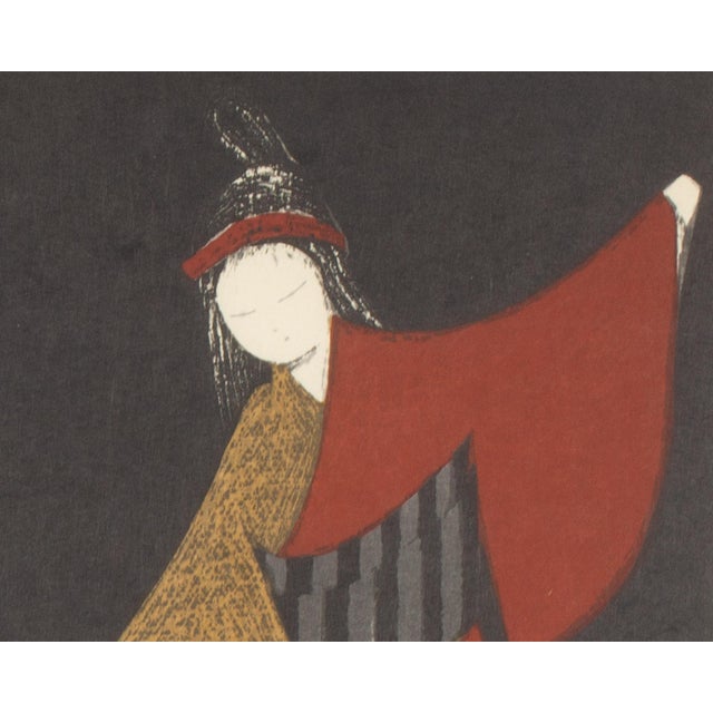 Japanese “Dancing Figure” Japanese Woodblock Print by Kaoru Kawano For Sale - Image 3 of 7