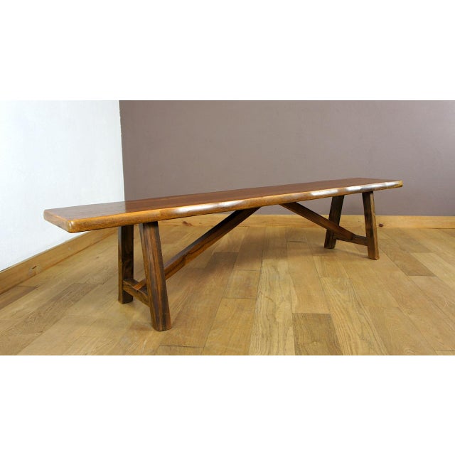 Wood Vintage Brutalist Bench in Elm from Aranjou, 1960 For Sale - Image 7 of 10