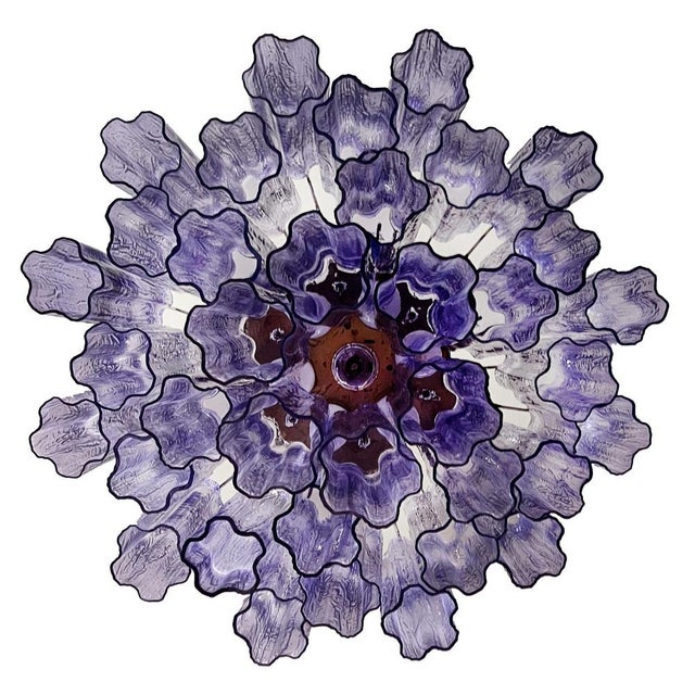Murano Glass Tube Chandelier with 36 Amethyst Glass Tube, 1990s For Sale - Image 9 of 11