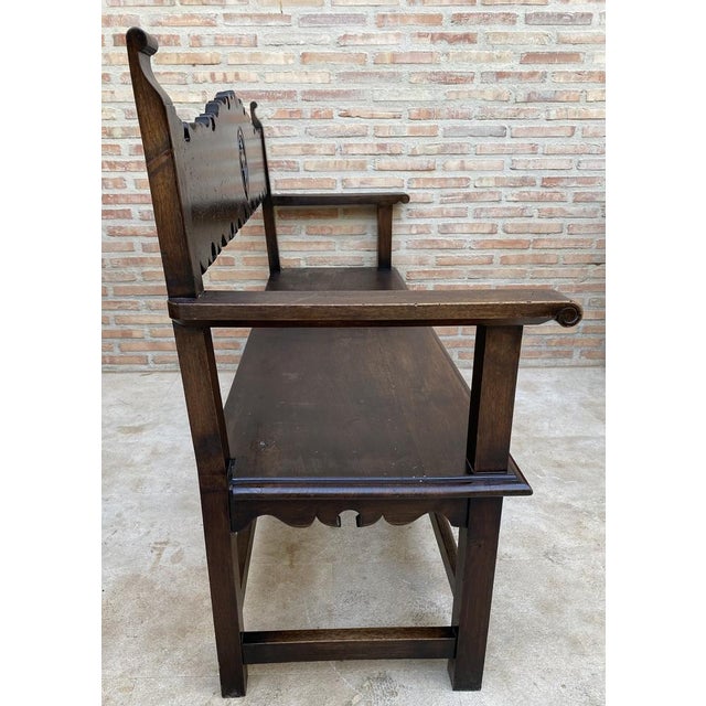 Wood Vintage French Bench in Wood, 1920 For Sale - Image 7 of 16