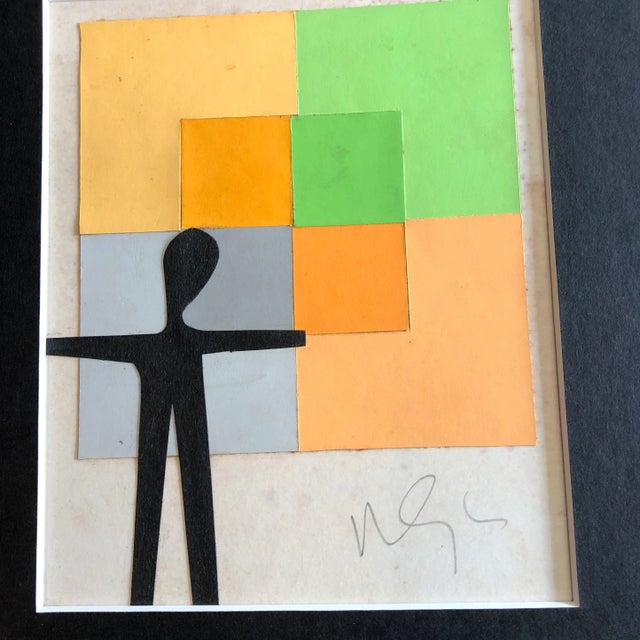 Original collage done with vintage papers 5 x 5.5 overall size with mat is 8.5 x 9.5 unframed signed