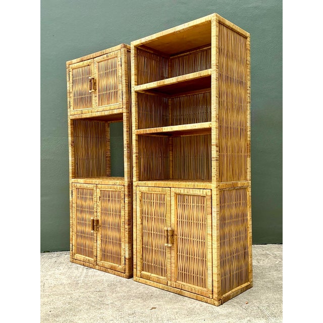 Vintage Woven Rattan Etagere - A Pair For Sale - Image 12 of 12