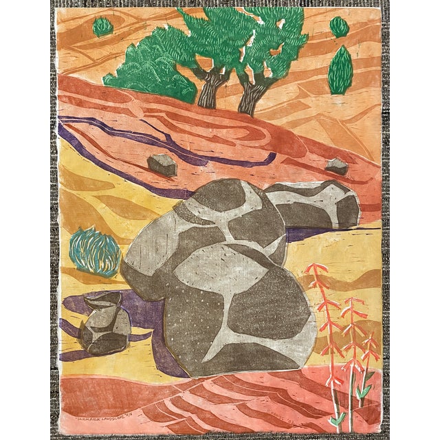 2002 Stephen Krauss Slick Rock Colorado Woodblock For Sale - Image 4 of 4