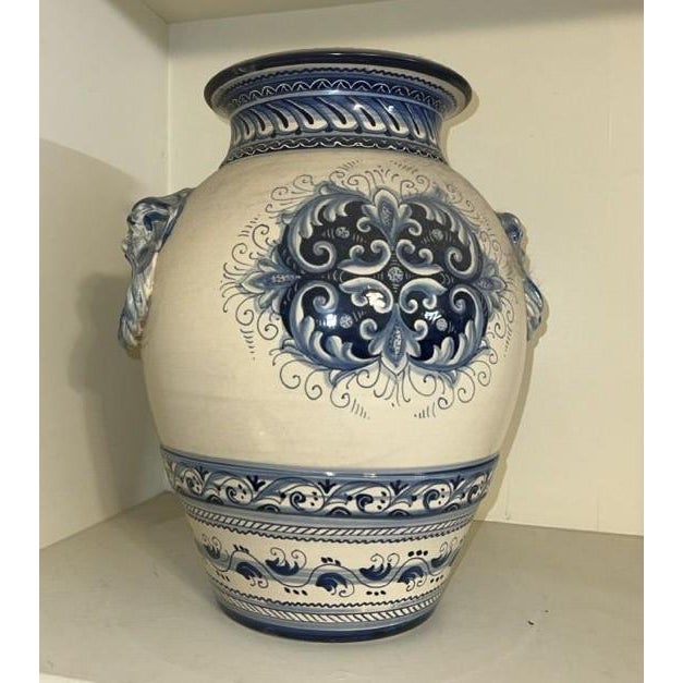Mid 20th Century Vintage Italian Deruta Blue & White Glazed Urn Ceramiche Umbre For Sale - Image 5 of 8