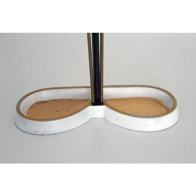 Umbrella stand made of solid brass and cast aluminum, partially painted white, in the Auböck style, Vienna, circa 1950/55....