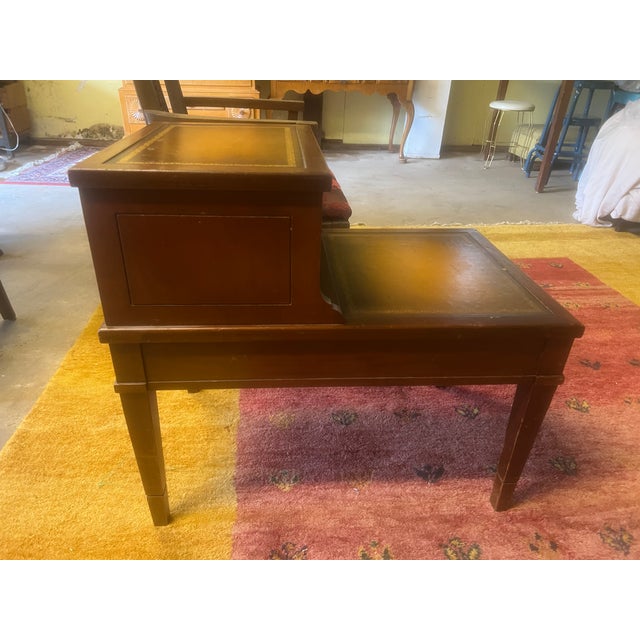 Brown 1960s Classic Mahogany Mersman Leather Side Table With Gold Stencil For Sale - Image 8 of 11