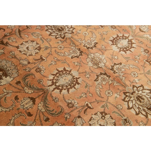 Antique Peach Persian Tabriz Wool Rug Floral Designed For Sale - Image 10 of 10