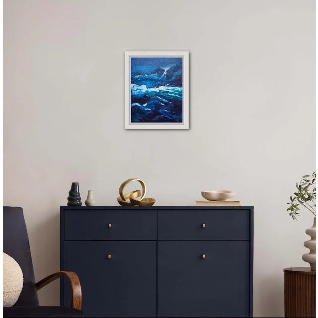 Quiet Places & Coastal — Blue Waters Original oil painting by L Haas, 11 x 14 unframed linen panel, signed. Soft brushwork...