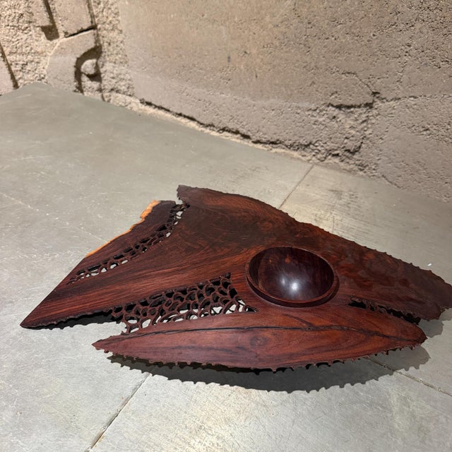 1970s Handcrafted Organic Rosewood Lattice Table Sculpture For Sale - Image 15 of 16