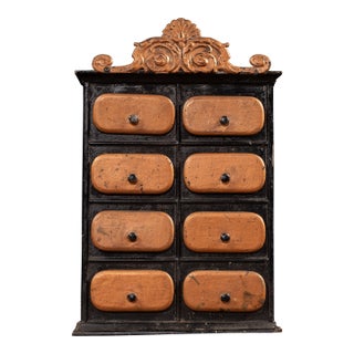 Early 20th Century Ornate Painted Tin Spice Cabinet For Sale