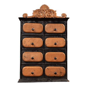 Early 20th Century Ornate Painted Tin Spice Cabinet
