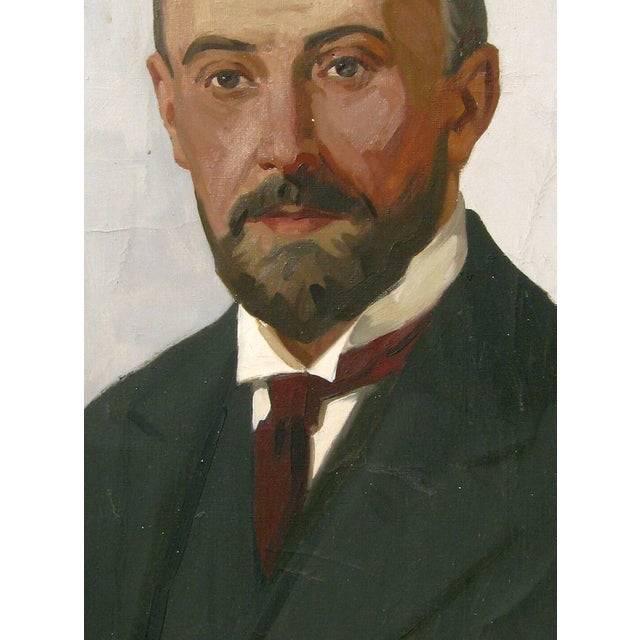 Soviet Man Oil Painting, Socialist Realism Portrait, Ukrainian Art 80-60 For Sale - Image 4 of 6