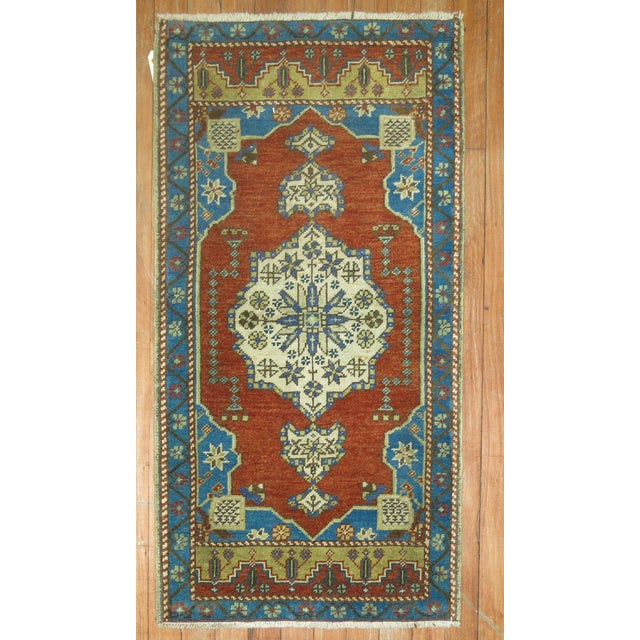 early 20th-century Turkish mini rug Measures: 1'9'' x 3'3''.