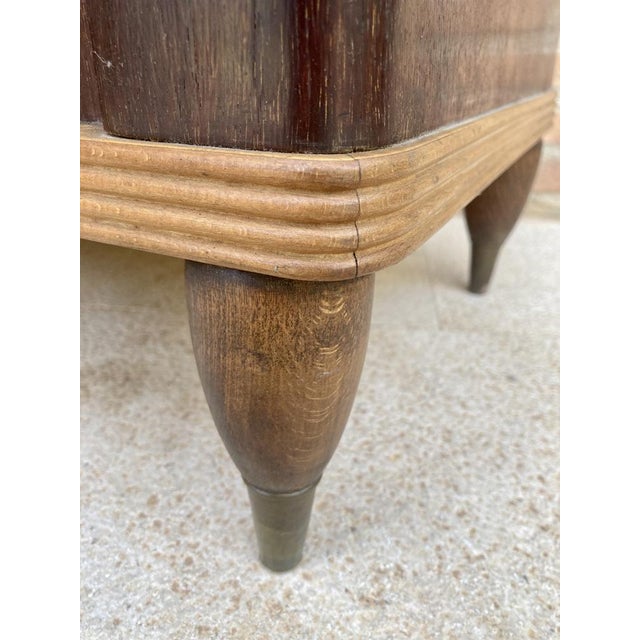 Italian Walnut and Beech Wood Nightstands with Black Glass, 1940s, Set of 2 For Sale - Image 14 of 16