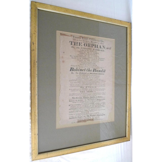 Antique White Early 19th Century English Theatre Royal Covent Garden Broadside, Framed For Sale - Image 8 of 8