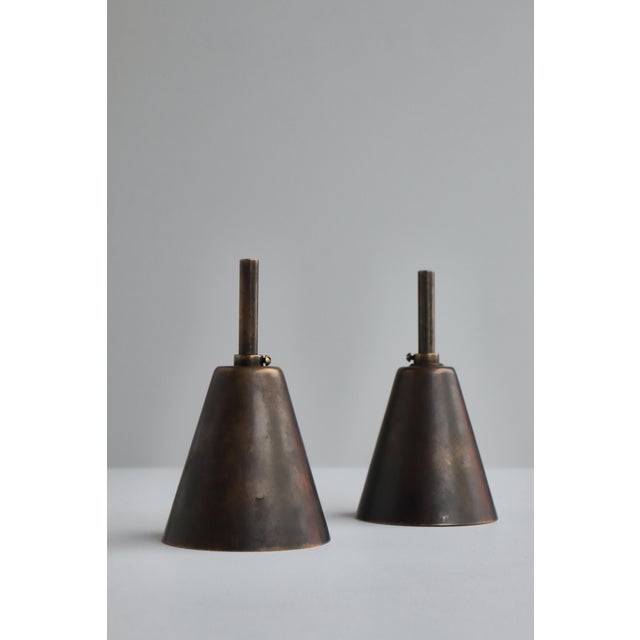 Danish Modern Funkis Pendants in Opal Glass and Brass attributed to Fog & Mørup, 1940s, Set of 2 For Sale - Image 9 of 13