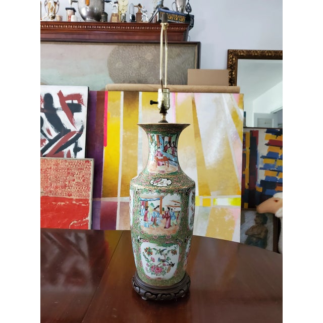 A very fine antique chinese porcelain ( over 175 years old guaranteed) rose medallion lamp . Originally a museum quality...