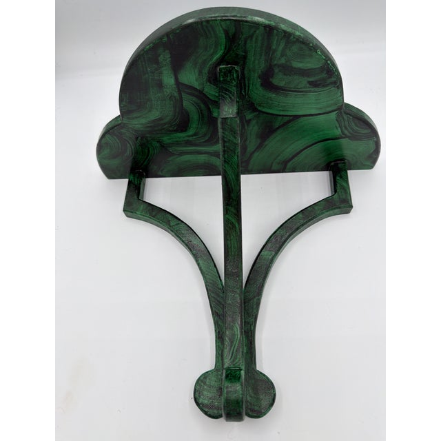 English A Treffoil Shaped Wall Bracket or Shelf Handpainted in a Faux Malachite Finish For Sale - Image 3 of 6