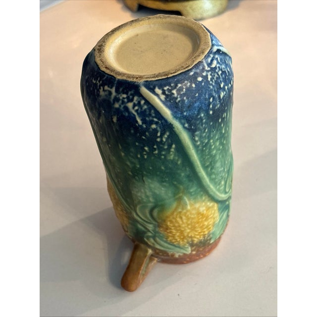 Antique Roseville Sunny Farm Sunflower Art Deco Pottery Flower Garden Home Vase For Sale - Image 11 of 12