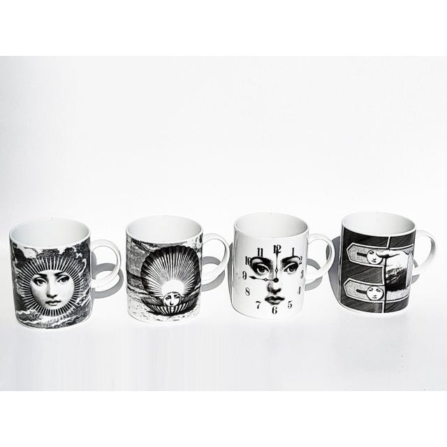 Rosenthal 1980s Piero Fornasetti Julia Collection Coffee Cups for Rosenthal - Set of 4 For Sale - Image 4 of 10