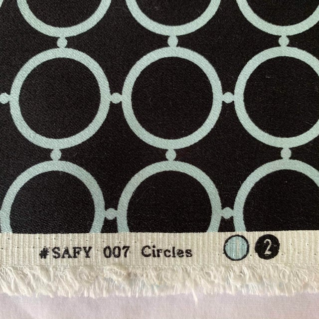Free Spirit Designer Vicki Payne Aqua & Black Circles Geometric Rings Fabric- 3.8 Yards For Sale - Image 4 of 7