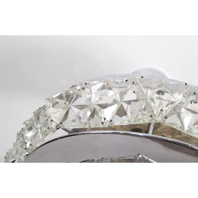 1970s 1970s Kinkeldey German Mid-Century Modern Chrome & Crystal Flush Mount Ceiling Light Fixture For Sale - Image 5 of 13