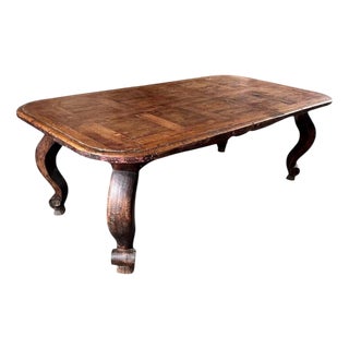 Dining Table with 18th Century Wooden Top and Louis XV Style Base For Sale