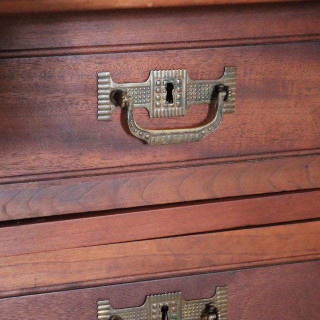 Brown Antique Eastlake Walnut Cylinder Roll Top Paneled Secretary Desk C1890 For Sale - Image 8 of 18