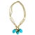 Metal 60 Ct Natural Sleeping Beauty Turquoise Necklace, Three Charm 18 Kt Gold For Sale - Image 7 of 8