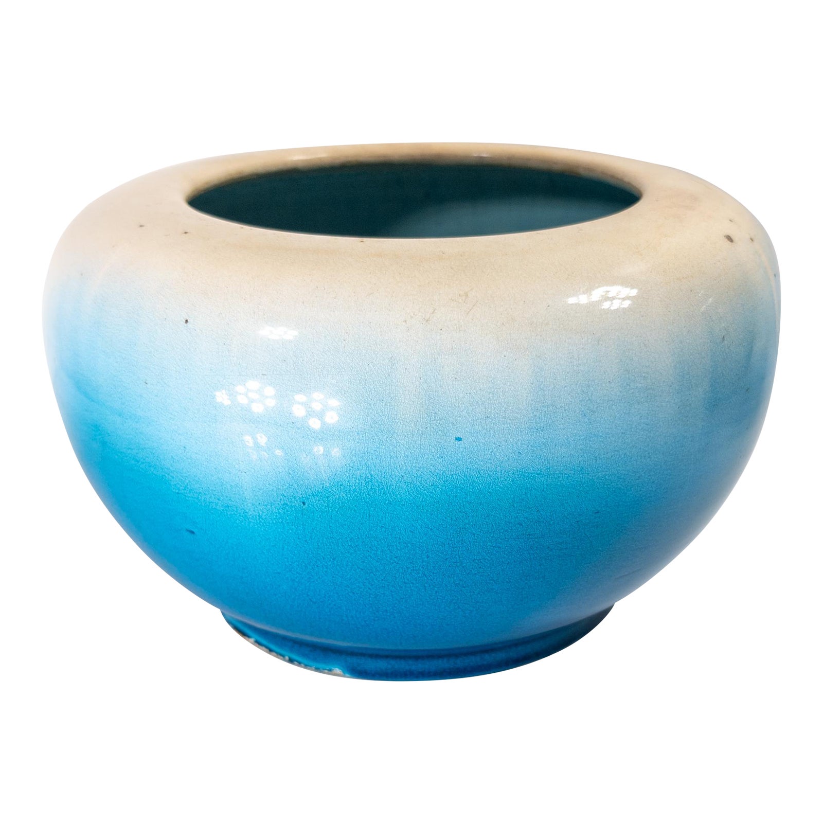 Early 20th Century Japanese Blue and White Awaji Glaze Bowl | Chairish