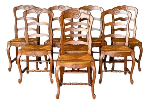 French Country Chairs, 1930s, Set of 8