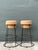 Wood Vintage Cork and Metal Bar Stools - A Pair For Sale - Image 7 of 12