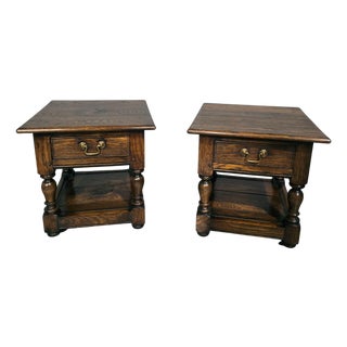 Oak Lamp Tables, 1920, Set of 2 For Sale