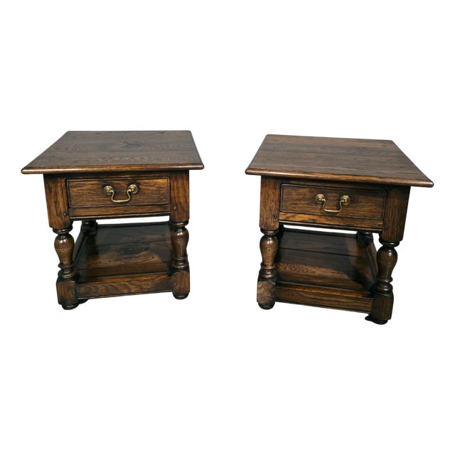 Oak Lamp Tables, 1920, Set of 2 For Sale