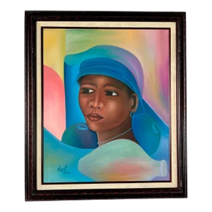 Modern African Woman Portrait Oil Painting