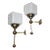 Pair Vintage Art Deco Wall Sconces in Brass & Cube Milk Glass Shade Ship Light For Sale