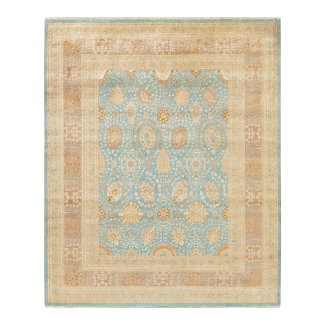 Mogul Collection Hand-Knotted Area Rug - Light Blue 8' 4" x 10' 0" For Sale