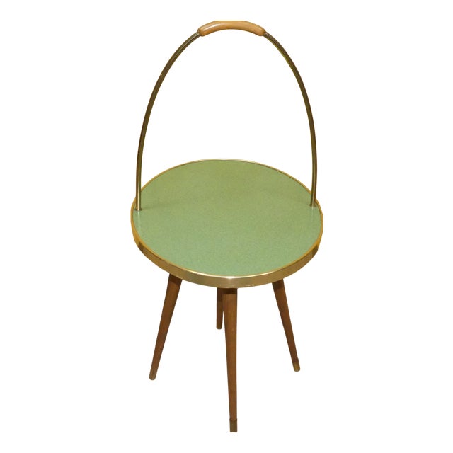 Pastel Green Top Side Table with Handle, 1950s For Sale