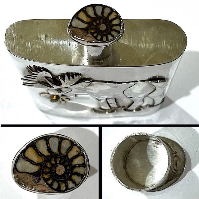 Montana Moose Hand-Forged Sterling Silver and Diamond Flask by Carol Helvey-Woolsey For Sale - Image 10 of 13