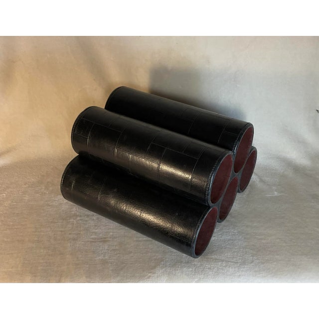 Late 20th Century Late 20th Century Leather 5-Slot Bottle Pyramid Countertop Wine Rack For Sale - Image 5 of 13