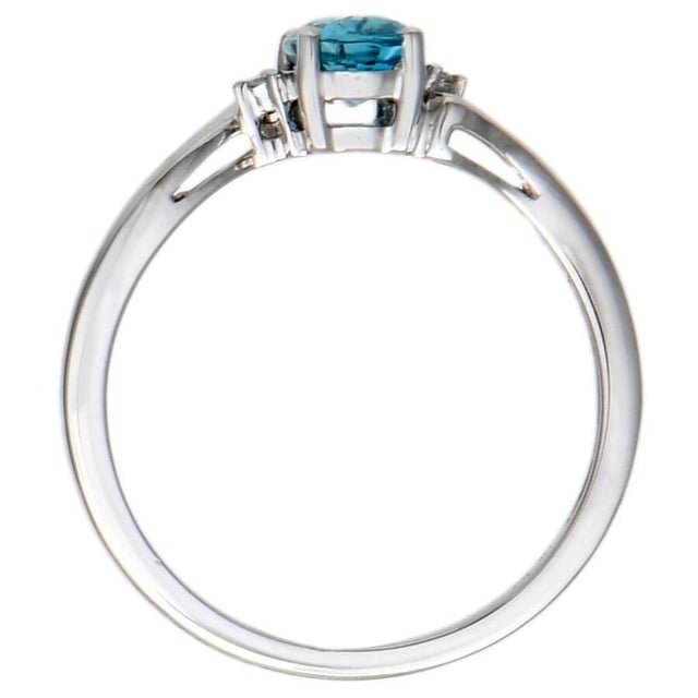 14KW Blue Zircon(.78) & Diamond Halo Ring, size 7 For Sale - Image 4 of 5