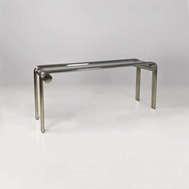 Italian Modern Console in Steel and Glass, 1970s For Sale - Image 4 of 9