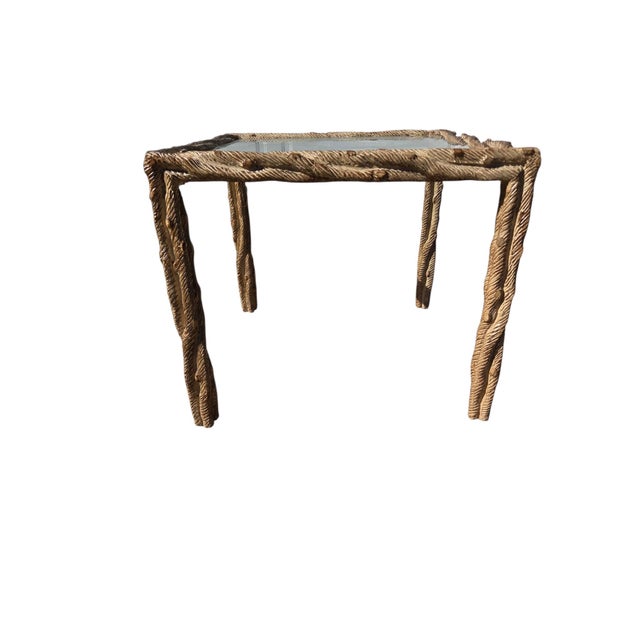 Vintage Carved Faux Bois Mid Century Side Table Hollywood Regency Carved Wood For Sale - Image 12 of 18