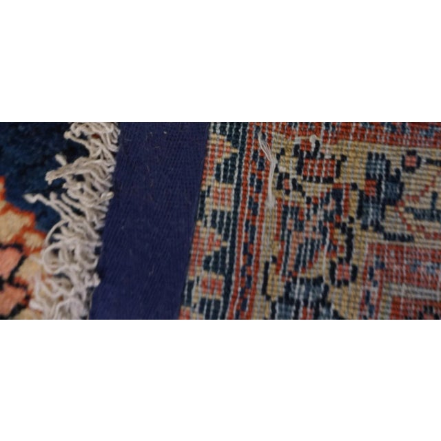 1930s Blue Navy Floral Antique Persian Sarouk Farahan Carpet 8'8" X 12'8" Woven Wool Rug For Sale - Image 9 of 9